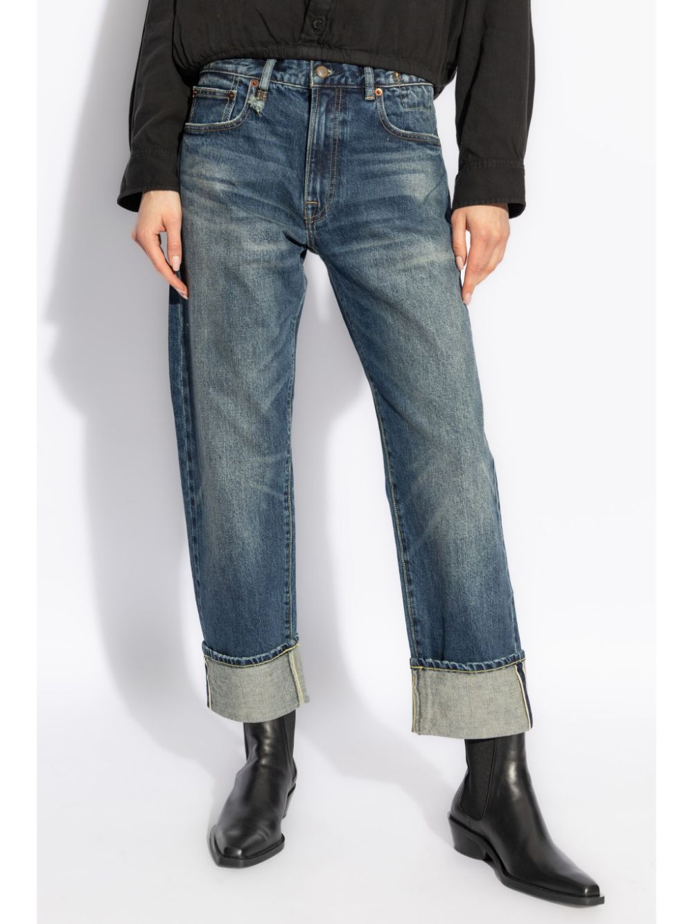 R13 ROLLED CUFFS STRAIGHT-LEG JEANS 