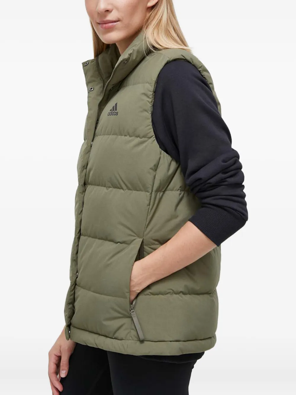Adidas Originals Helionic Quilted Puffer Vest In Green