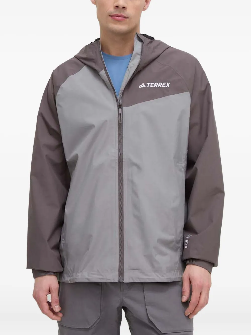 adidas hooded colour-blocked jacket - Grigio