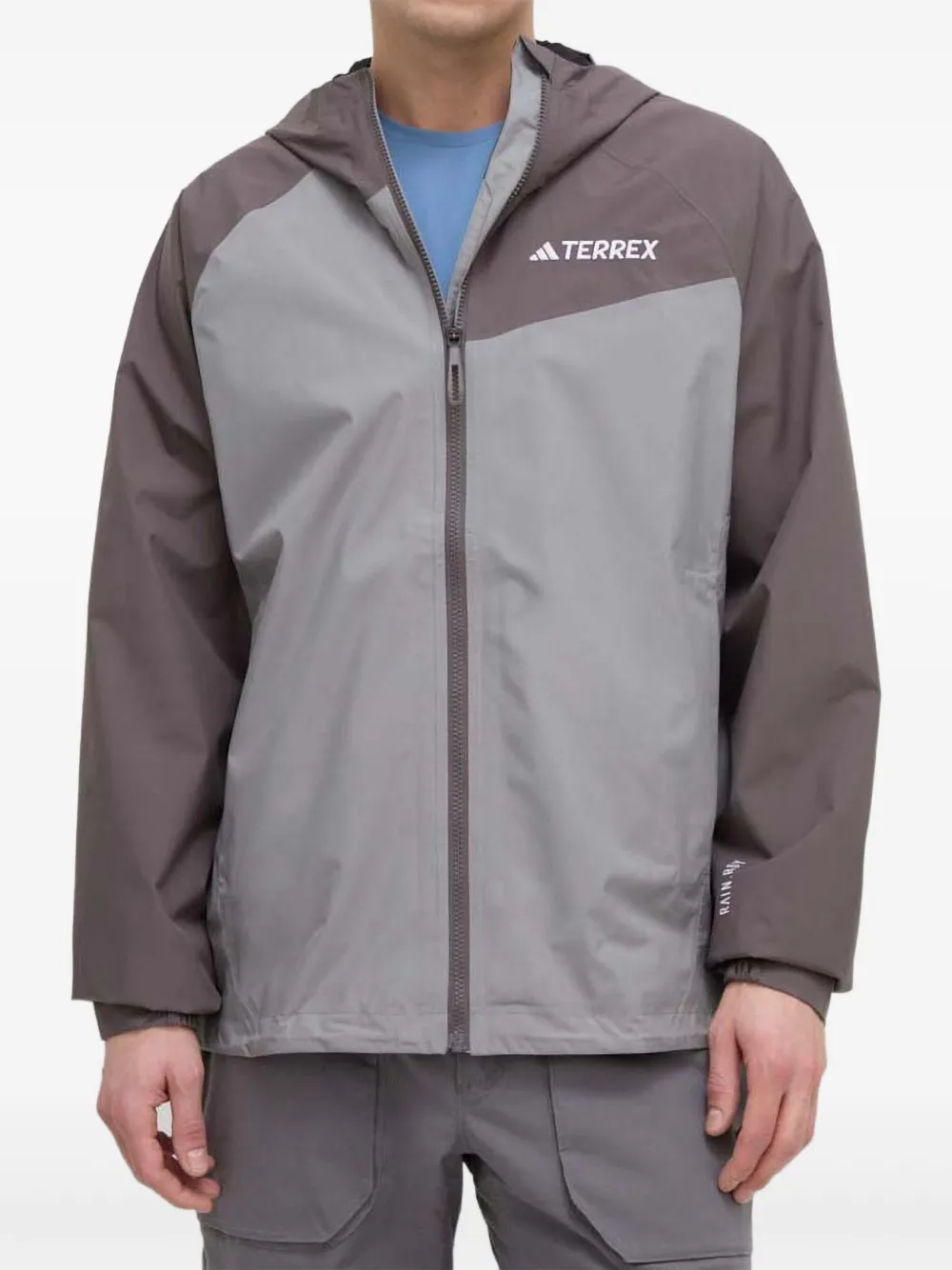 adidas hooded colour-blocked jacket | Grey | Image 1
