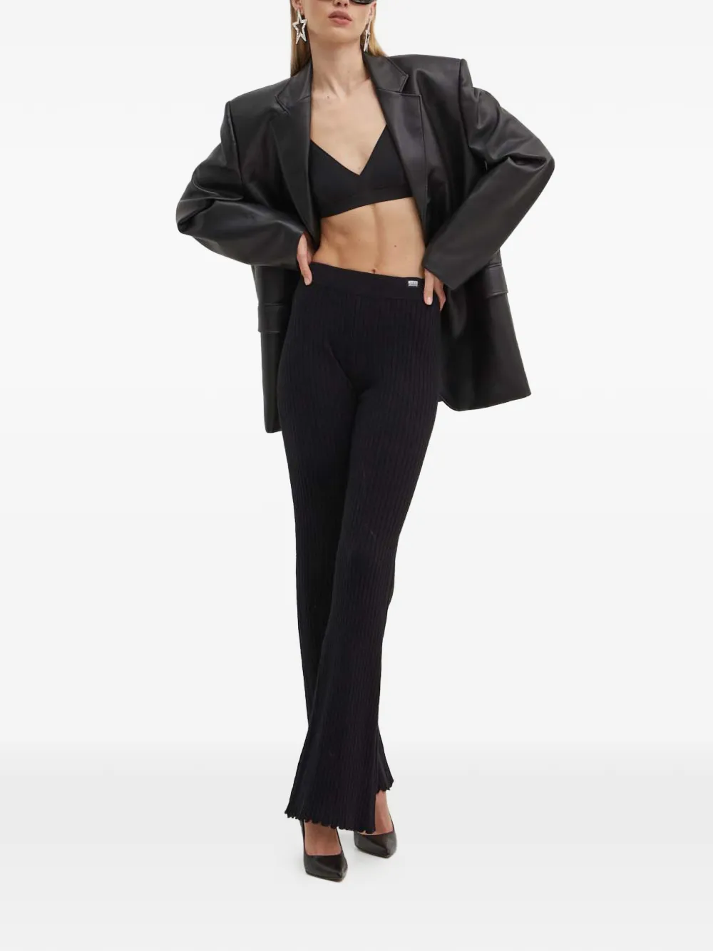 MOSCHINO JEANS Geribbelde gewelfde legging Zwart