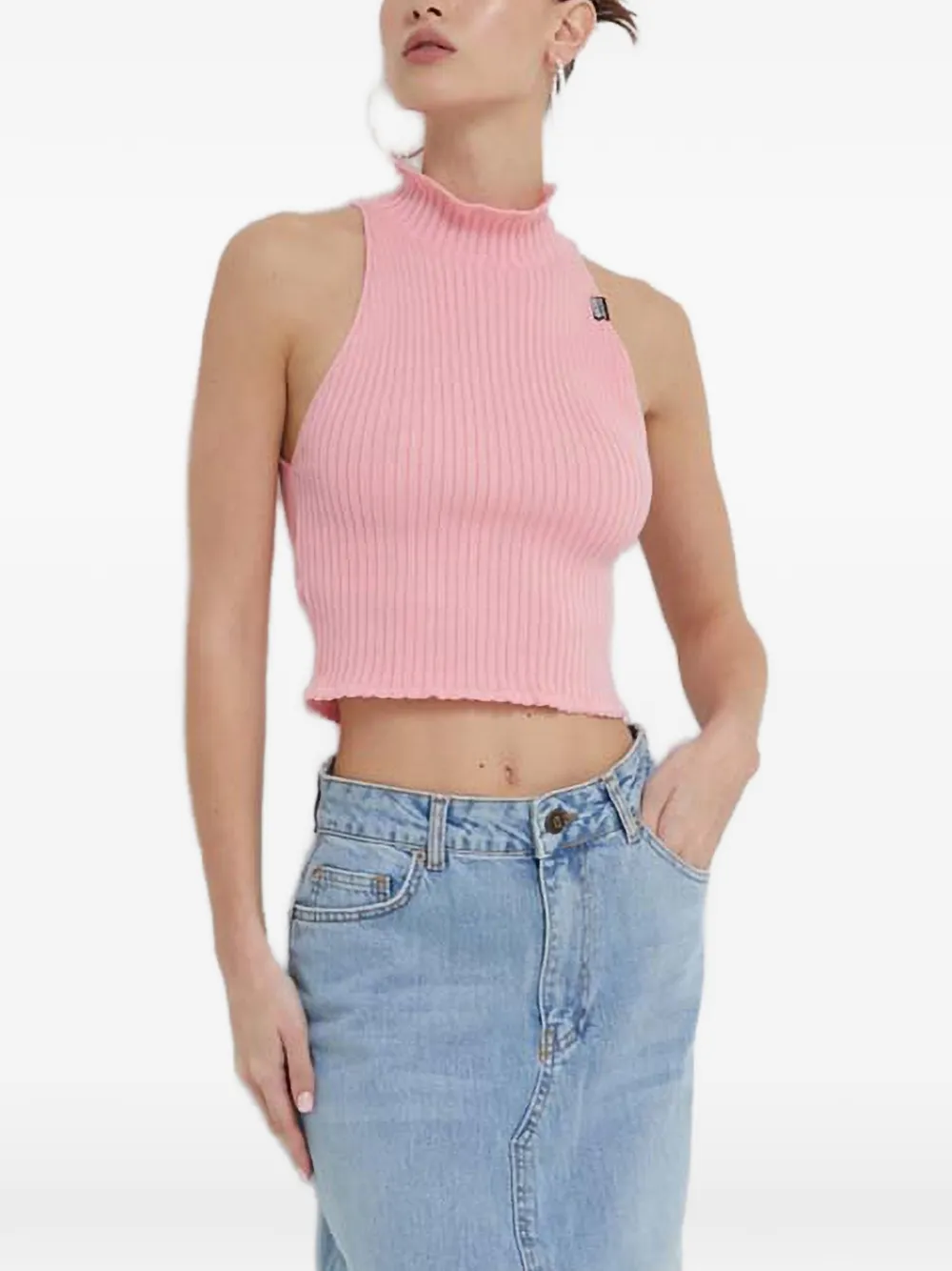 MOSCHINO JEANS Top a coste con ruches - Rosa