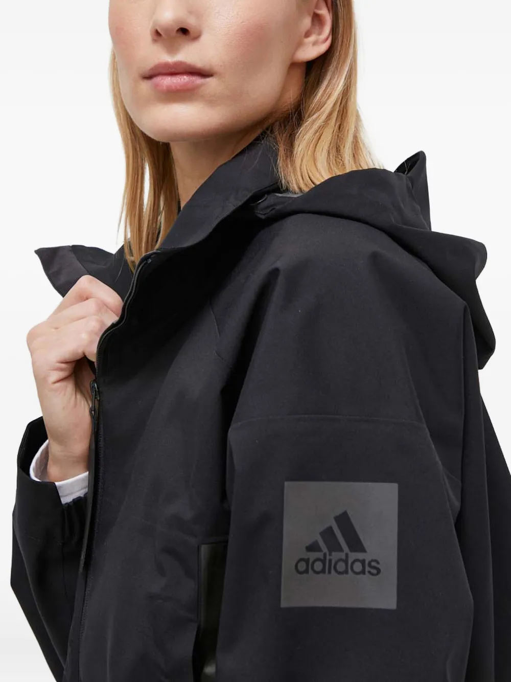 Adidas Originals Three-stripe Hooded Jacket In Black