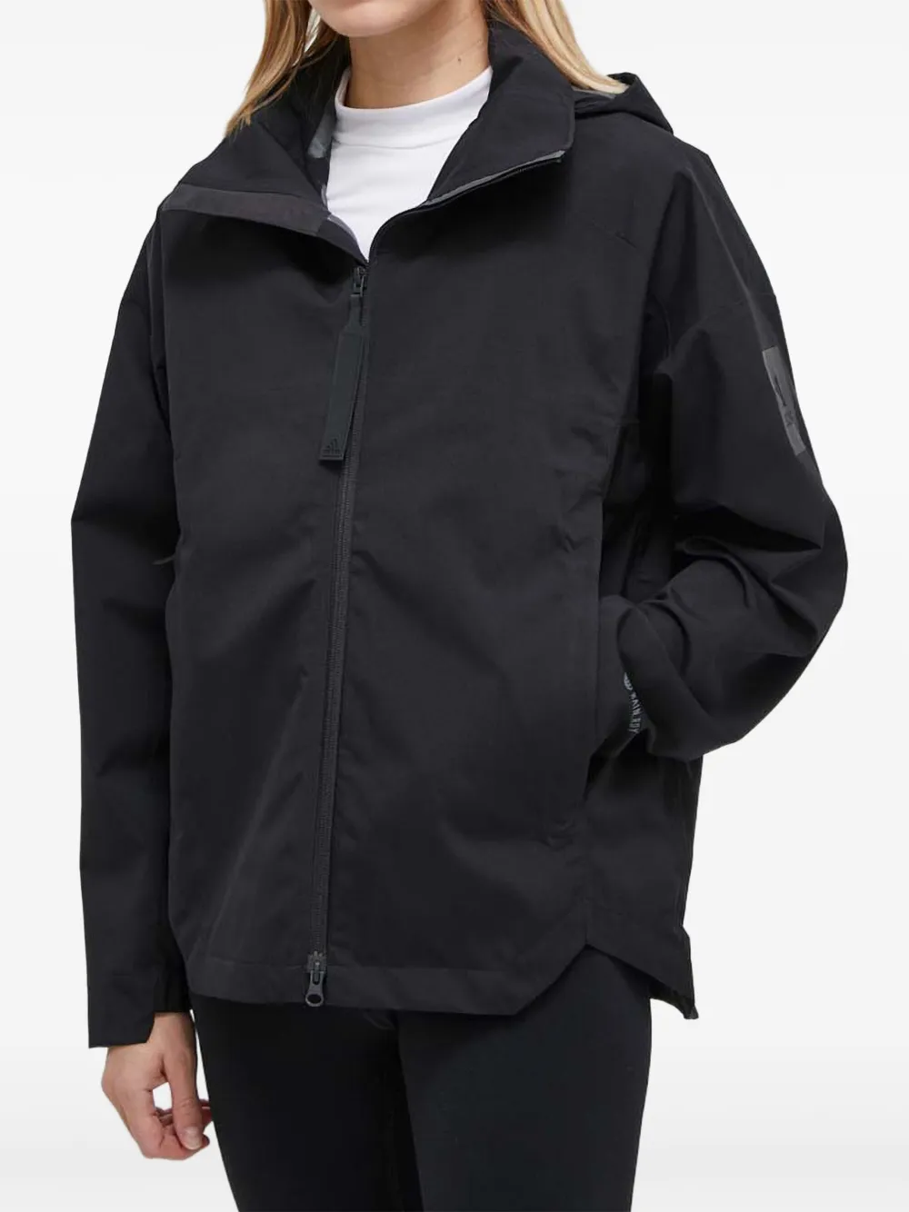 Adidas Originals Three-stripe Hooded Jacket In Black