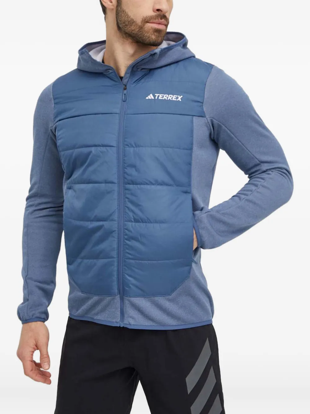 adidas hooded quilted jacket | Blue | Image 1