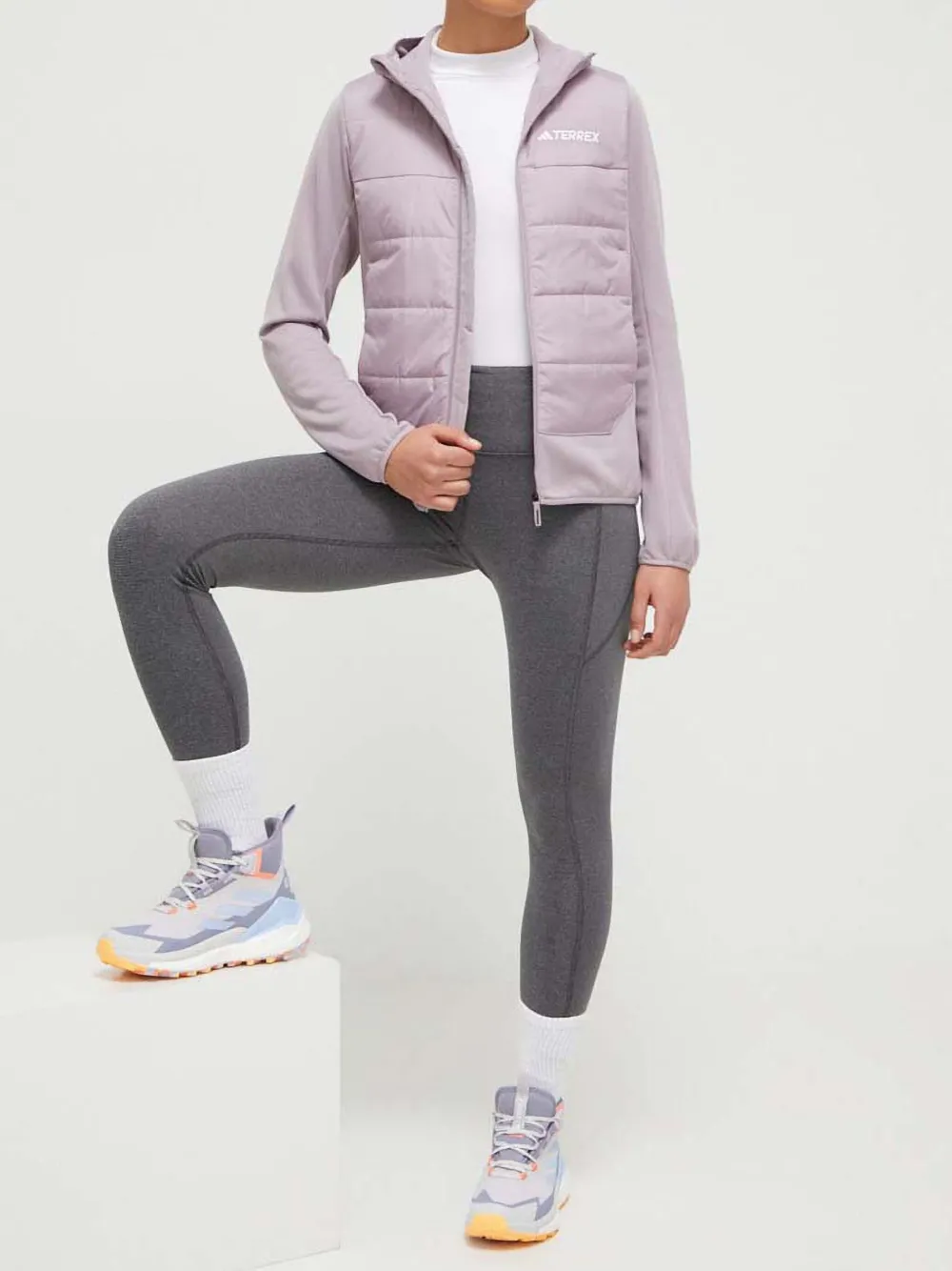 Adidas Originals Quilted Hooded Jacket In Purple