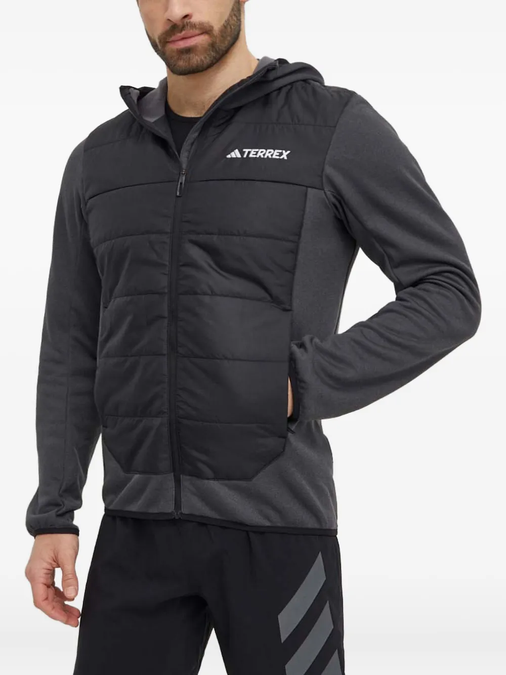 adidas quilted hooded jacket | Black | Image 1