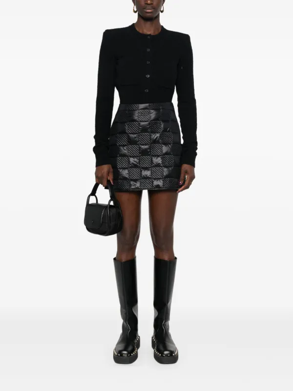 Moncler logo-patch Quilted Miniskirt | Black | FARFETCH