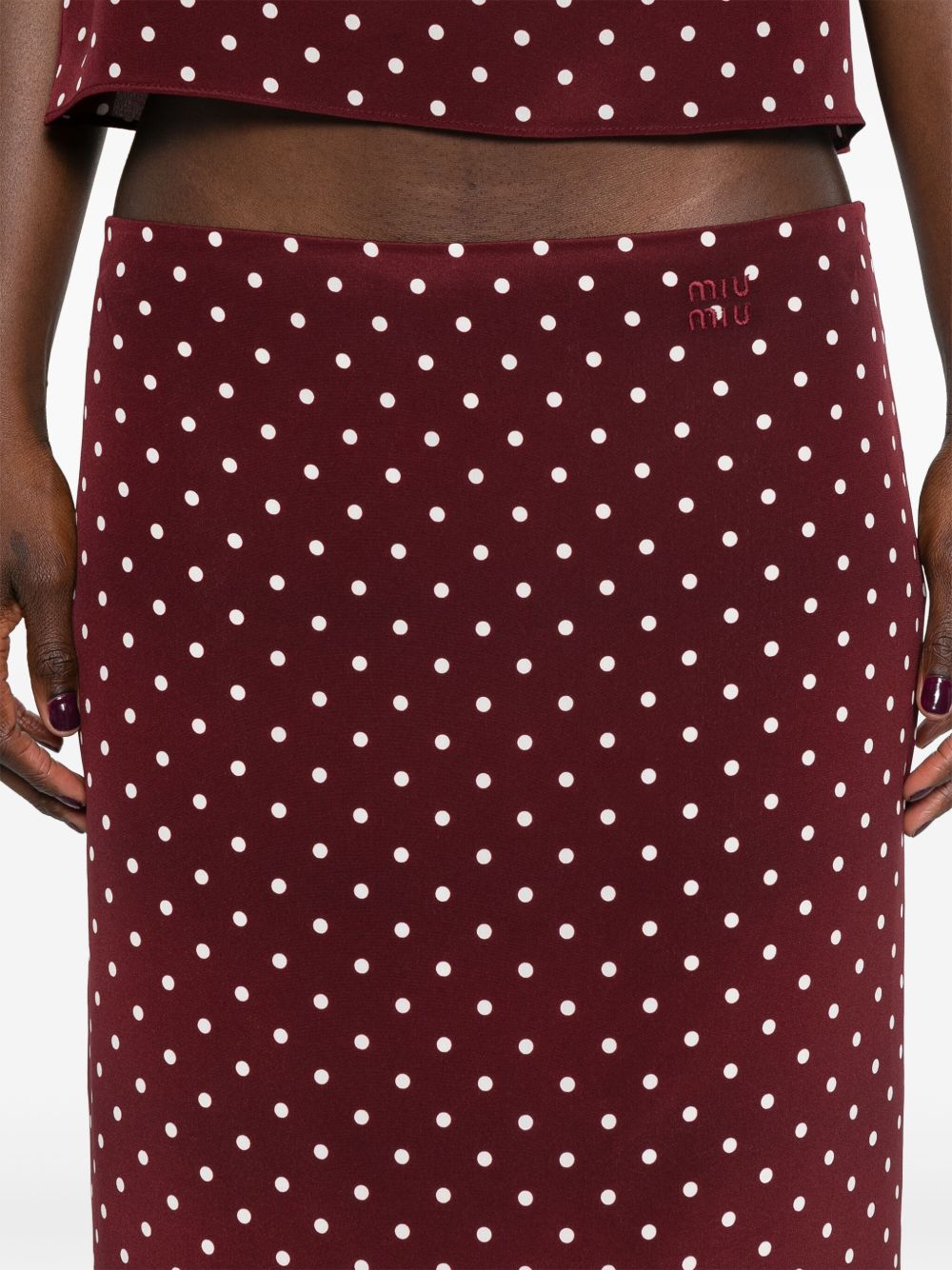 Fake Miu Miu polka dot silk miniskirt Women