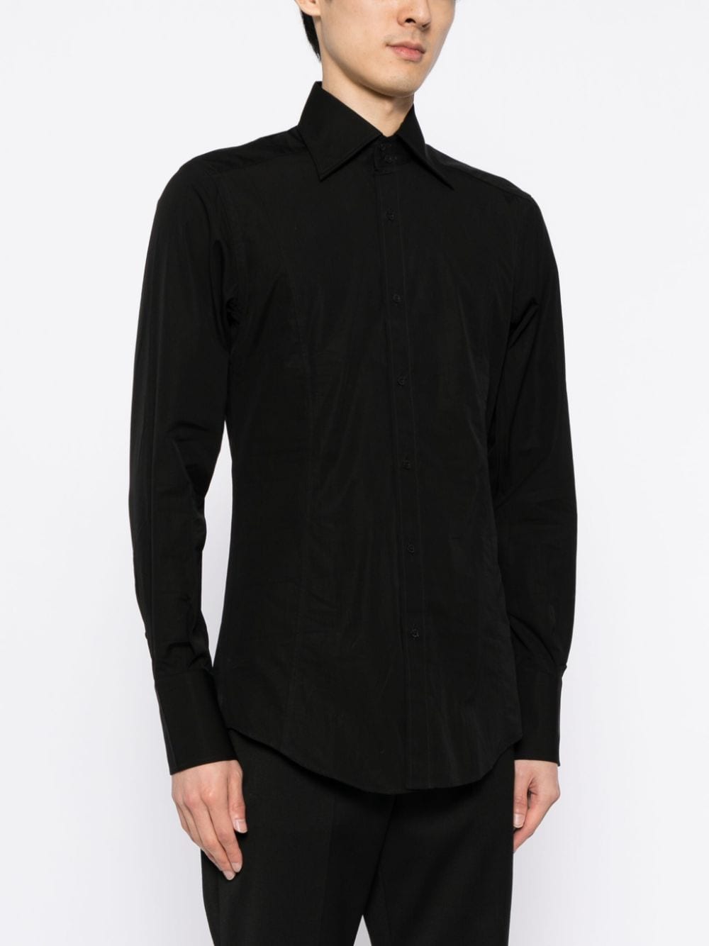 Shop Gucci Cotton Long-sleeve Shirt In Schwarz