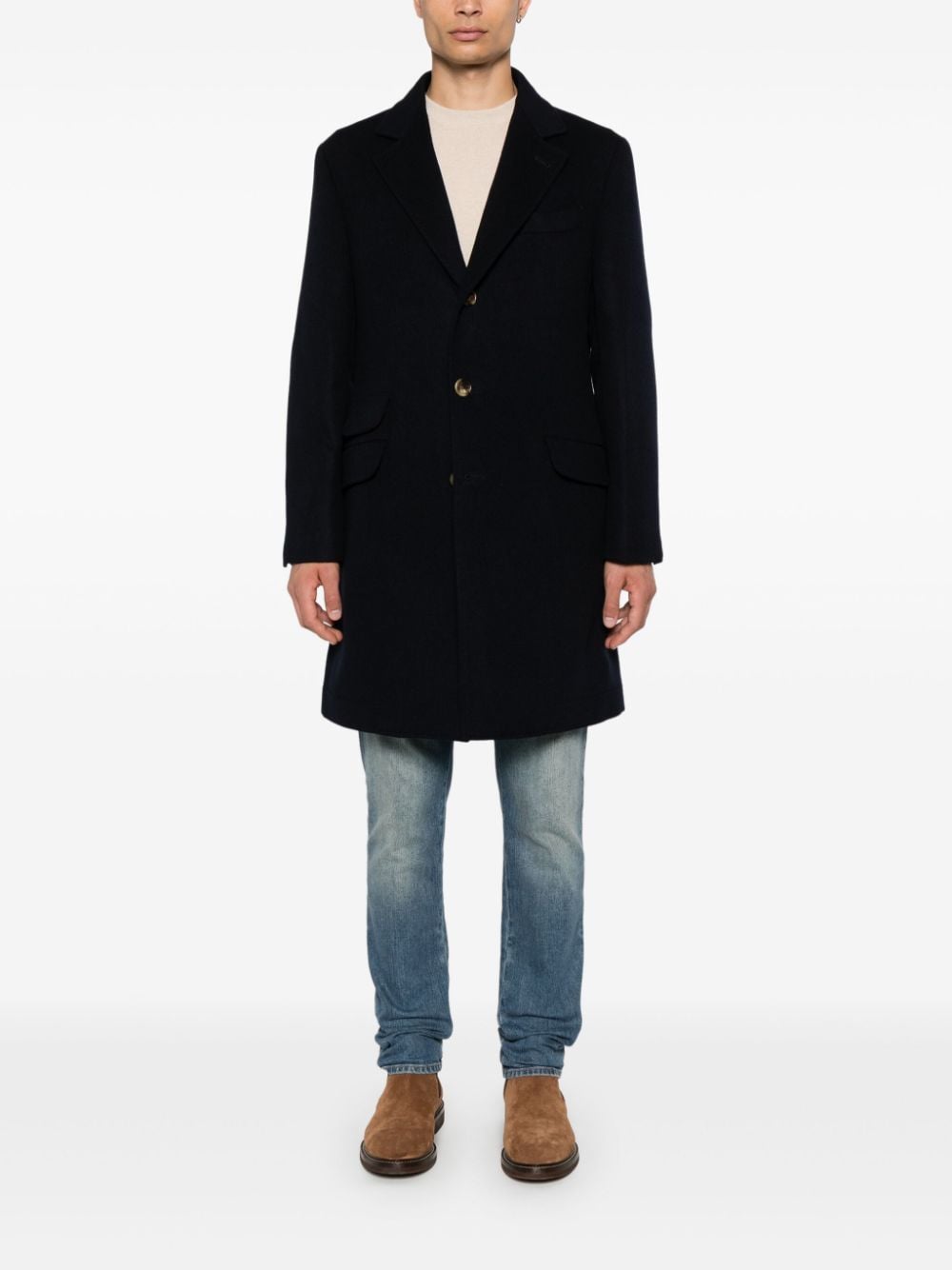 Shop Brunello Cucinelli Single-breasted Coat In Blue