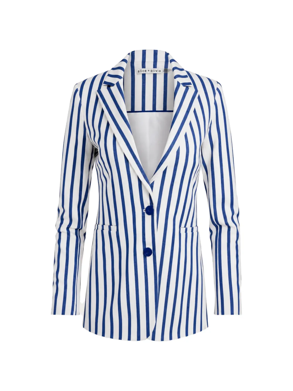 alice + olivia vertical-stripe single-breasted blazer - Weiß