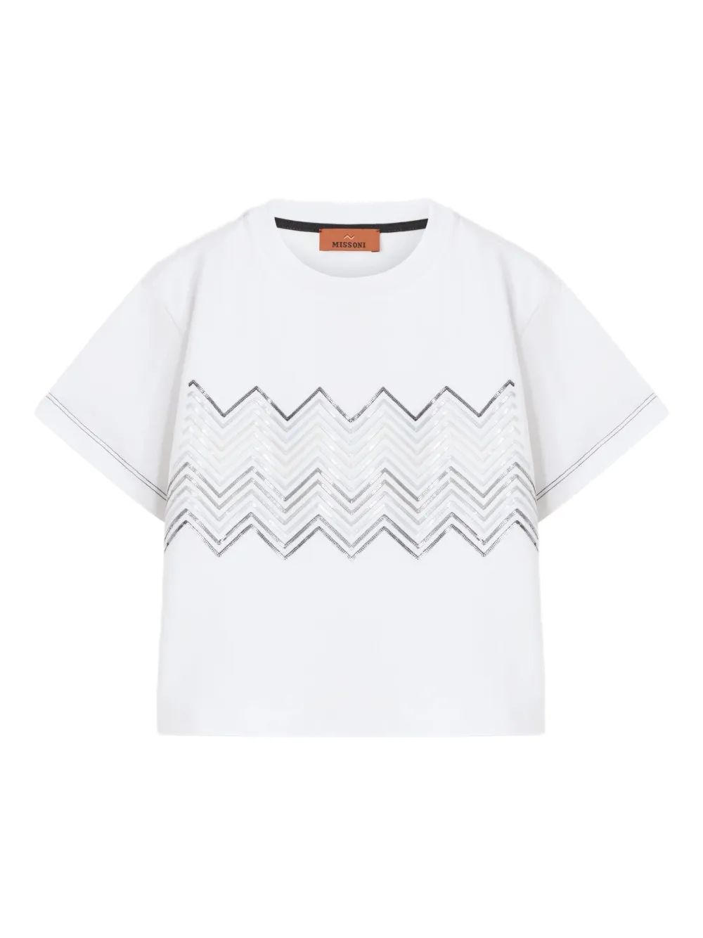 Missoni Kids Zigzag sequin-embellished T-shirt Wit