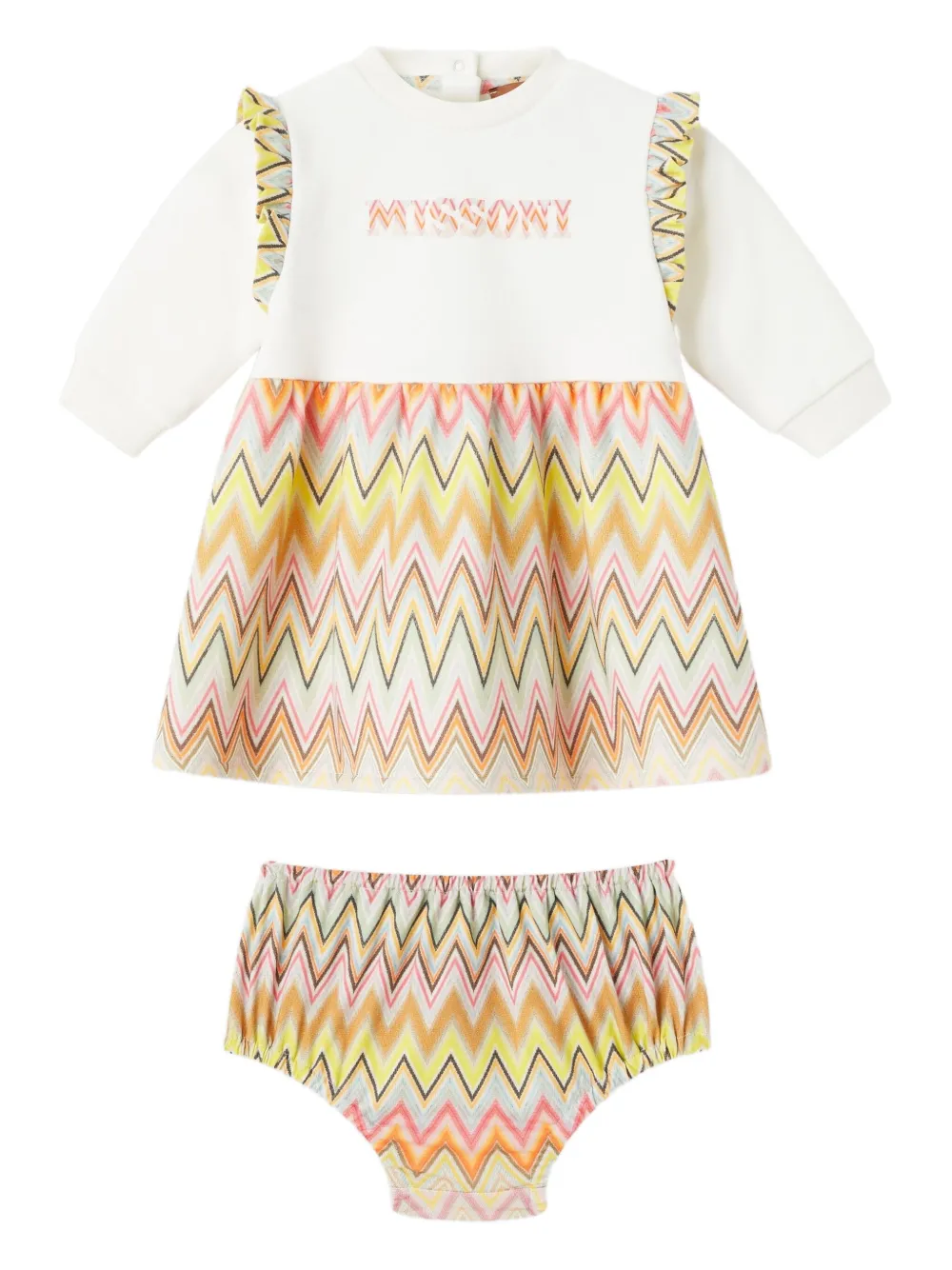 Missoni Kids ruffle-trimmed chevron dress set | White | Image 1