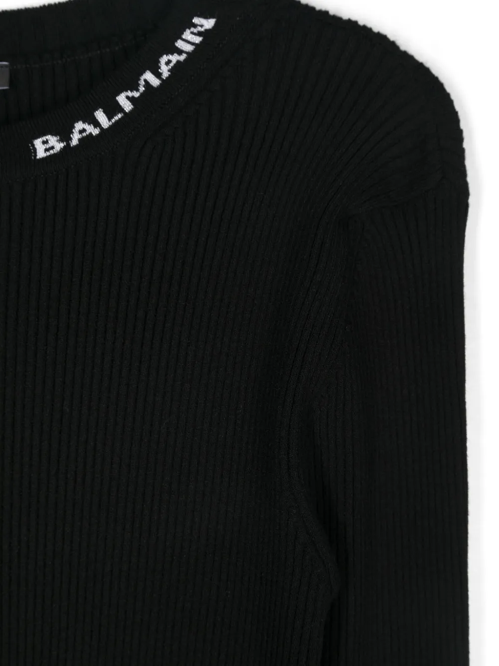 BALMAIN LOGO-JACQUARD RIBBED-KNIT DRESS 