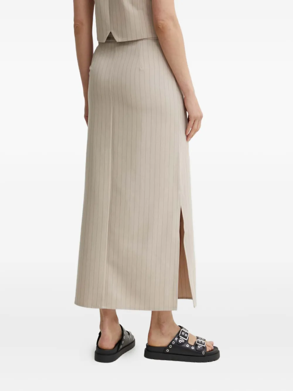 Gestuz Joellegz Pinstripe Midi Skirt In Neutral