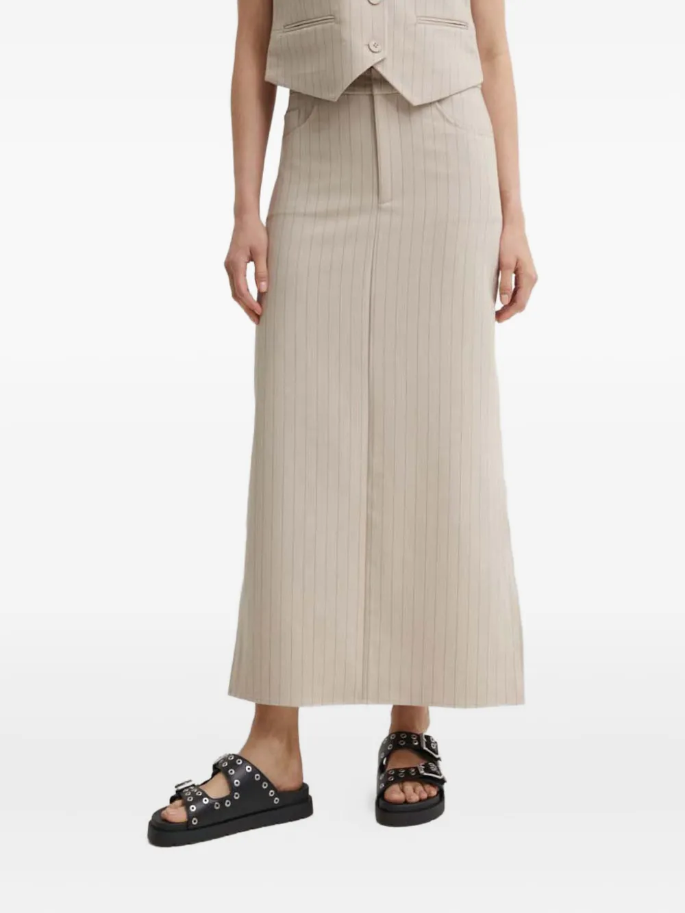 Gestuz JoelleGZ pinstripe midi skirt | Neutrals | Image 1