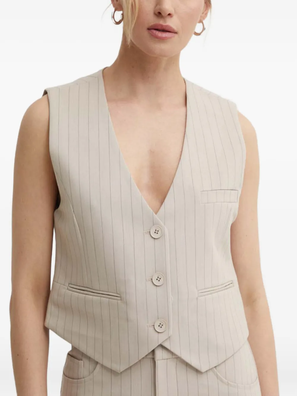 Gestuz Joellegz Pinstripe Vest In Neutral