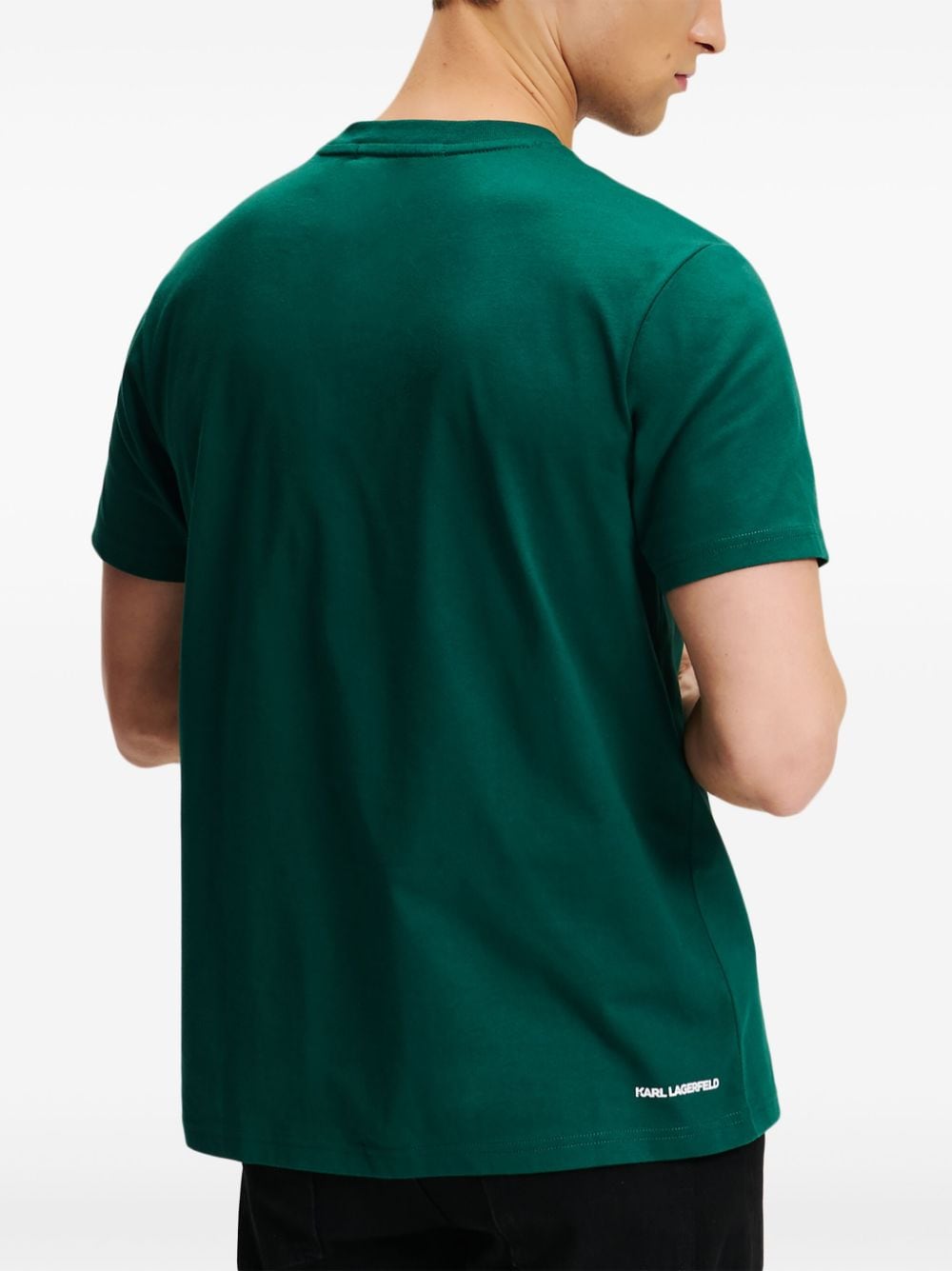 Shop Karl Lagerfeld Kameo Logo-embroidered T-shirt In Green