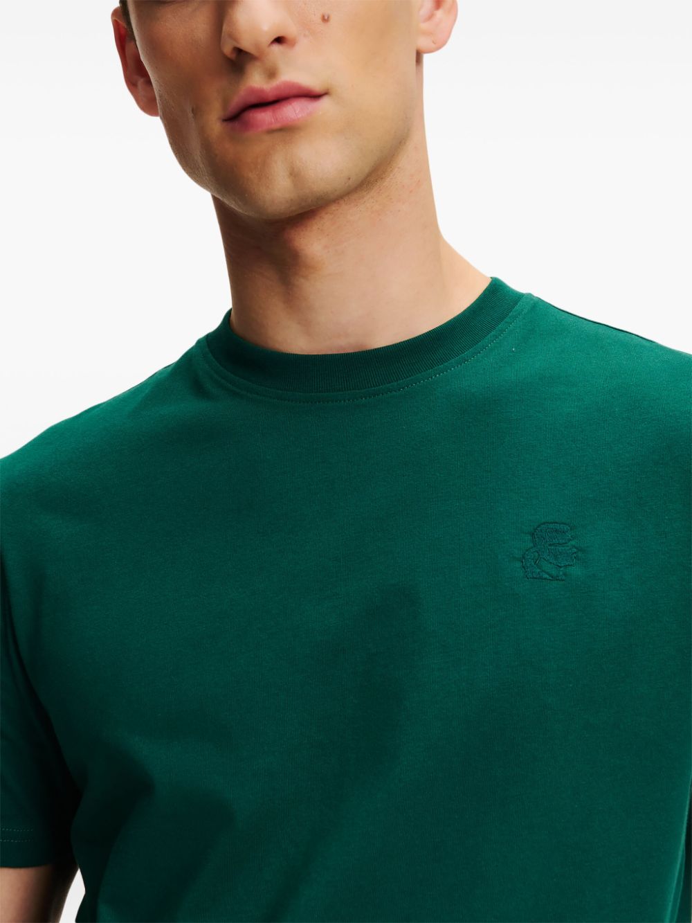 Shop Karl Lagerfeld Kameo Logo-embroidered T-shirt In Green