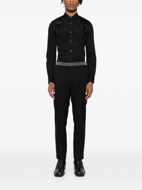 stud-embellished mid-rise tailored trousers