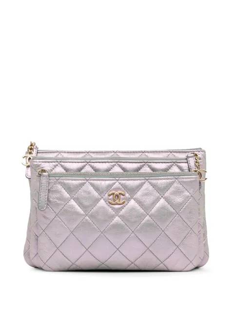 CHANEL Pre-Owned 2019 Iridescent Crumpled Calfskin Trio Cosmetic Case pouch