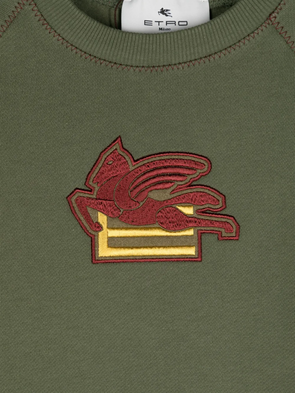 Etro Pegaso-embroidered Cotton Sweatshirt In Green