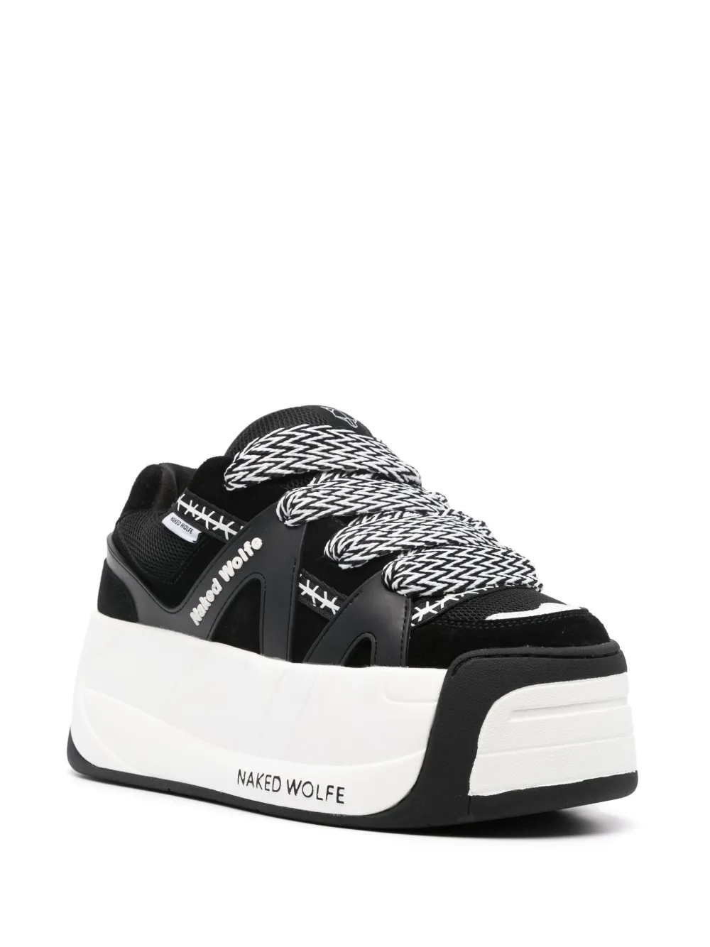 NAKED WOLFE Sliders leren sneakers met plateauzool Zwart