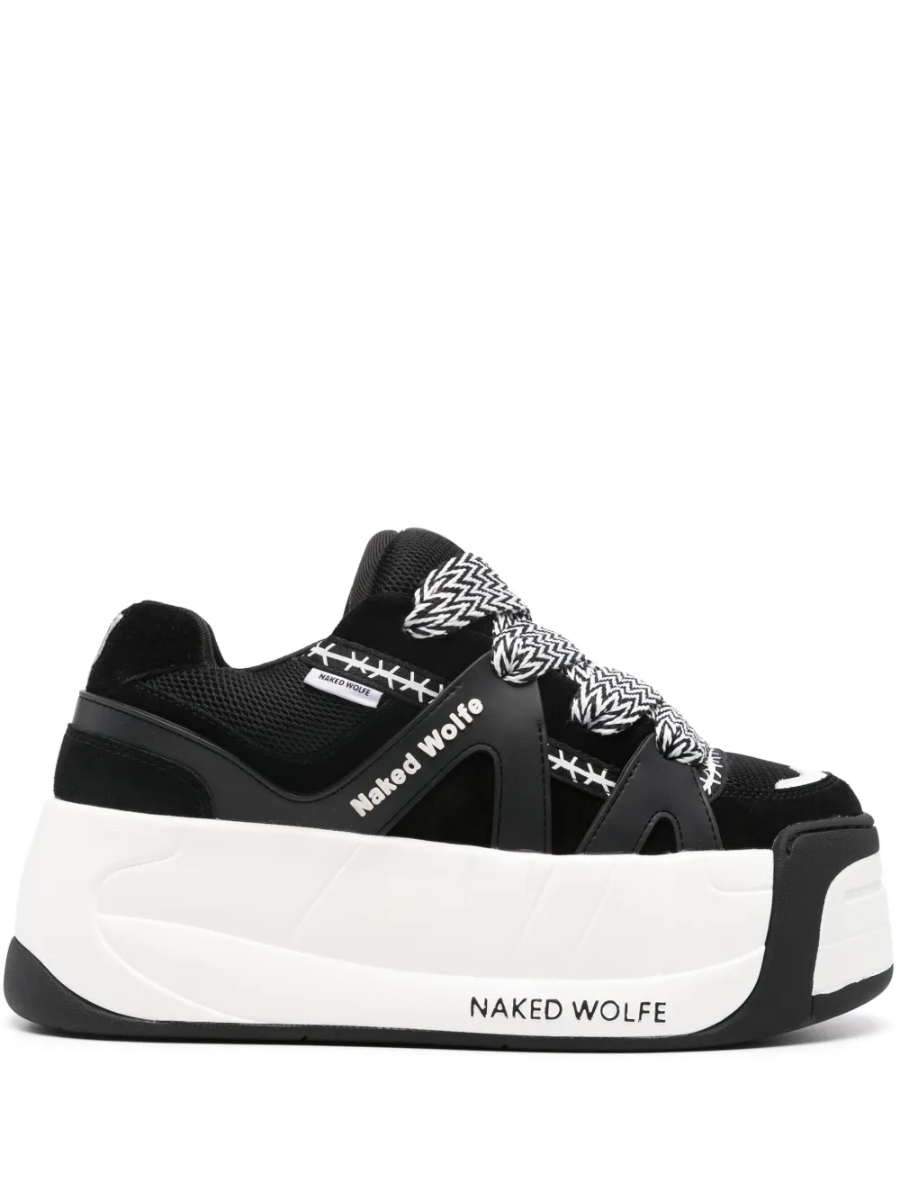 NAKED WOLFE Sliders leren sneakers met plateauzool Zwart