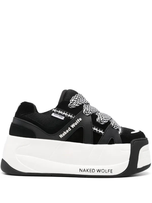 冬ギフト  NAKED WOLFE Sliders プラットフォーム レザースニーカー 靴