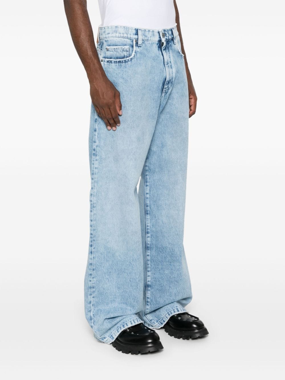 Shop Versace Mid-rise Straight-leg Jeans In Blue