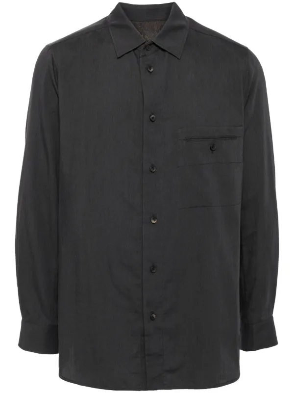 Ziggy Chen long-sleeve jetted-pocket Shirt | Grey | FARFETCH