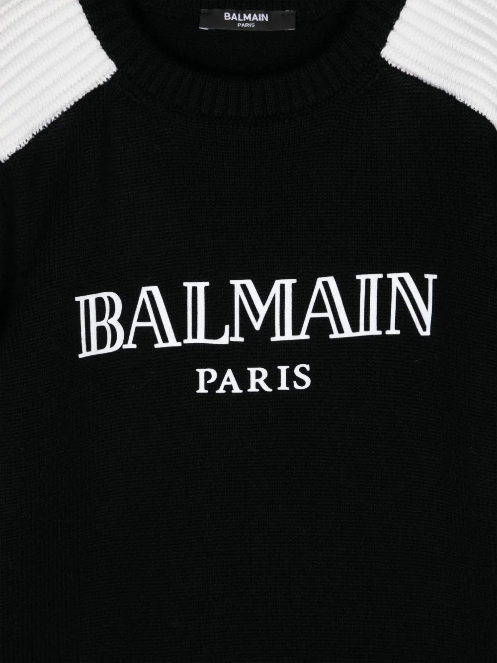 BALMAIN FLOCKED-LOGO COTTON JUMPER
