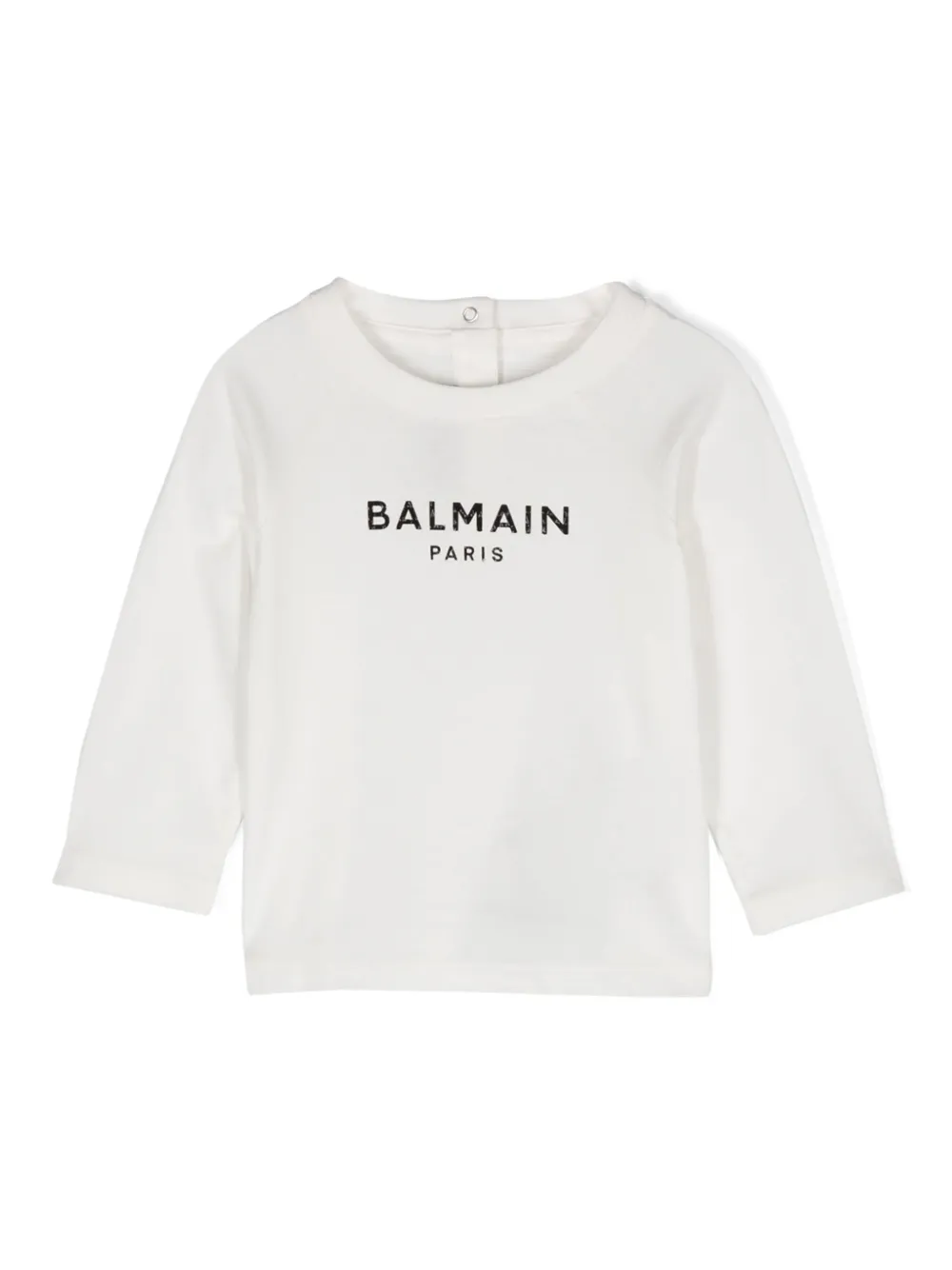 Balmain Babies' Raised-logo Cotton T-shirt In 白色