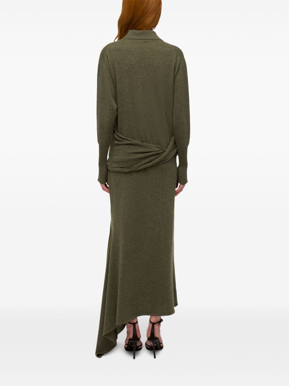 Shop Ferragamo Asymmetric Knitted Dress In Green