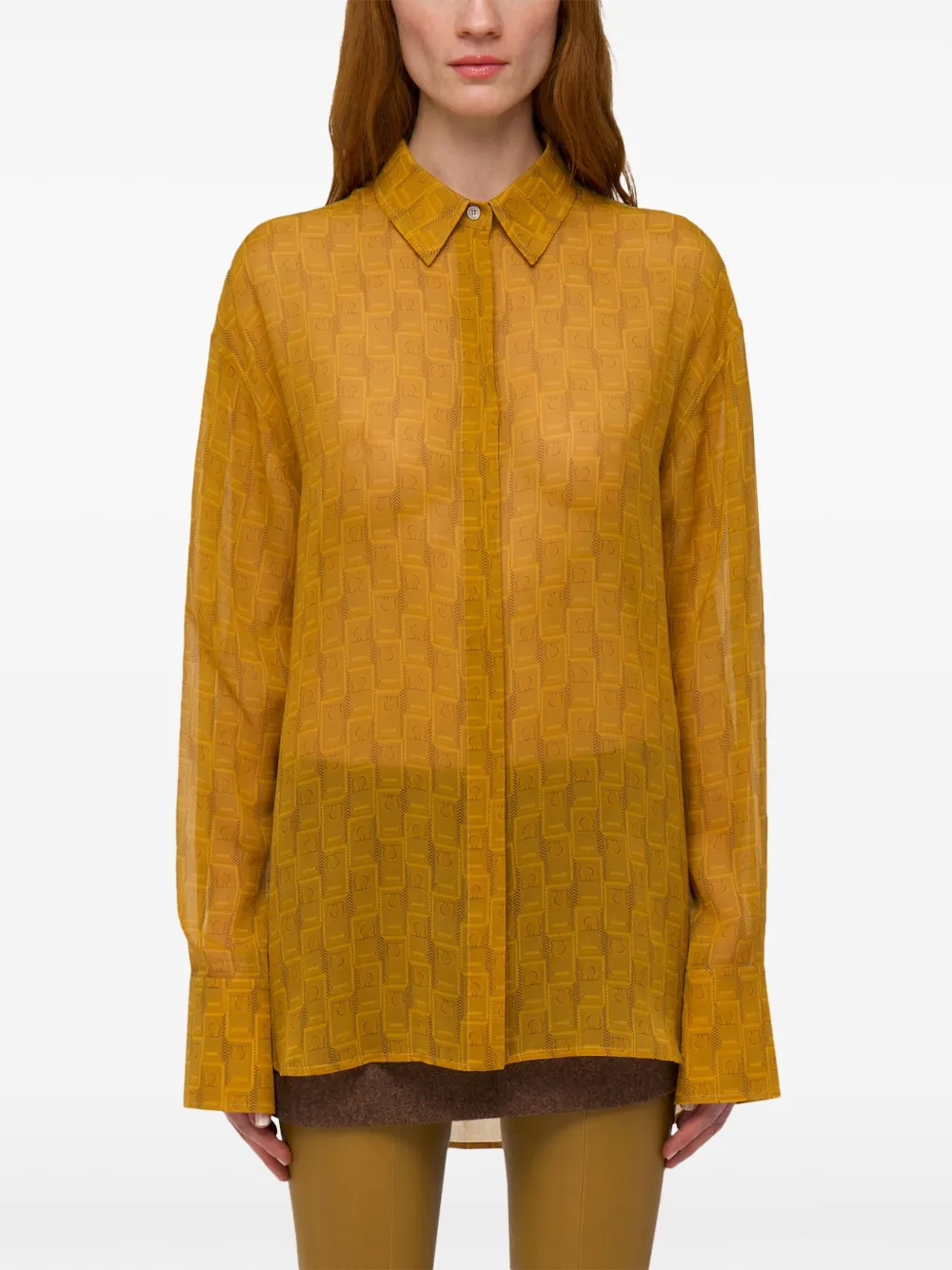 Ferragamo Gancini blouse Geel