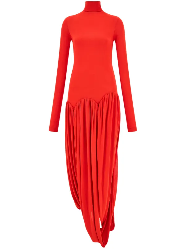 Ferragamo Turtleneck tulip design Dress Red FARFETCH CA