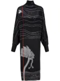 Ferragamo Spirit print satin dress - Black