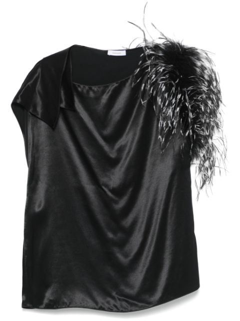 Ferragamo feather-trim asymmetric top