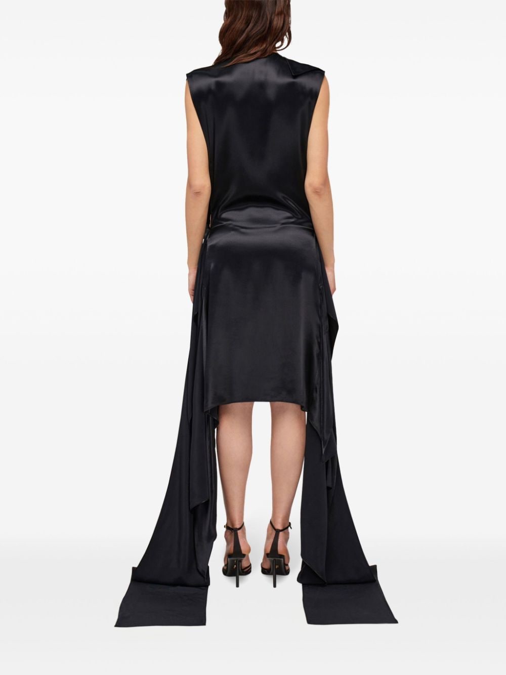 Shop Ferragamo Satin-weave Slit-detail Evening Dress In Black