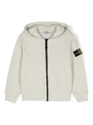 Stone Island Junior Felpa logo-patch Hoodie | Neutrals | FARFETCH JO