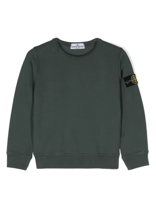 Stone Island Junior Compass-badge Cotton Sweatshirt Green