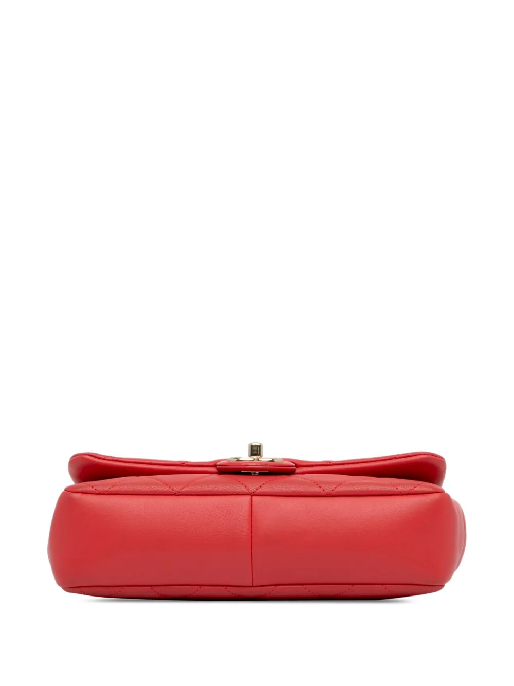 Pre-owned Chanel 2019 Small Lambskin Elegant Chain Single Flap Satchel In Red