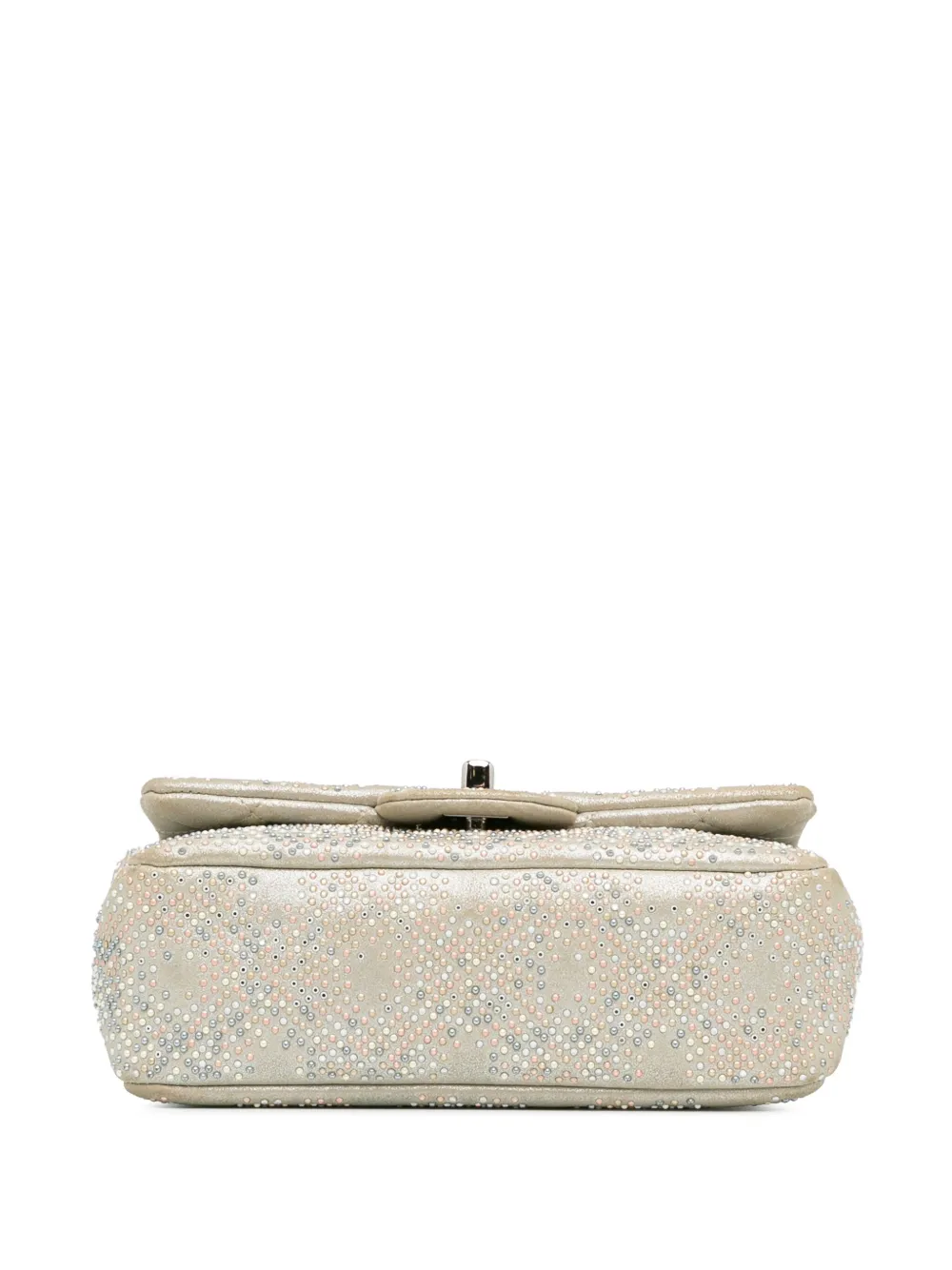 Pre-owned Chanel 2012-2013 Mini Iridescent And Studded Calfskin Flap Crossbody Bag In Silver