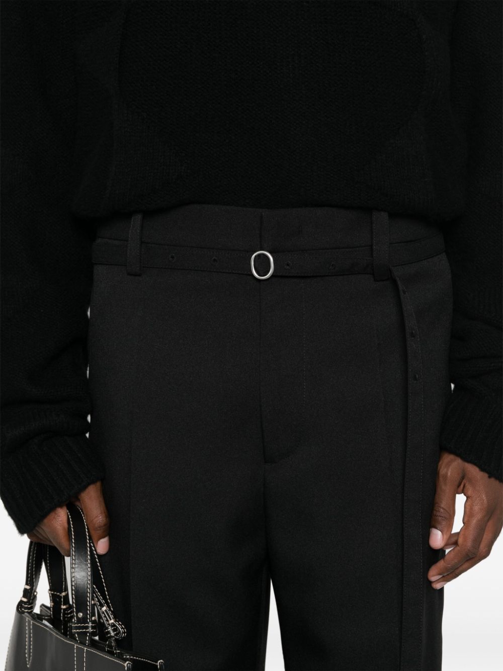 Shop Jil Sander Belted Tailored Trousers In Black