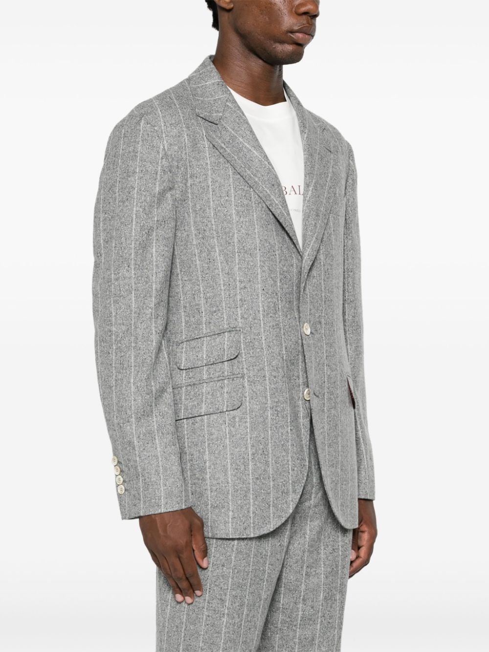 Shop Brunello Cucinelli Speckle-knit Single-breasted Suit In Grey