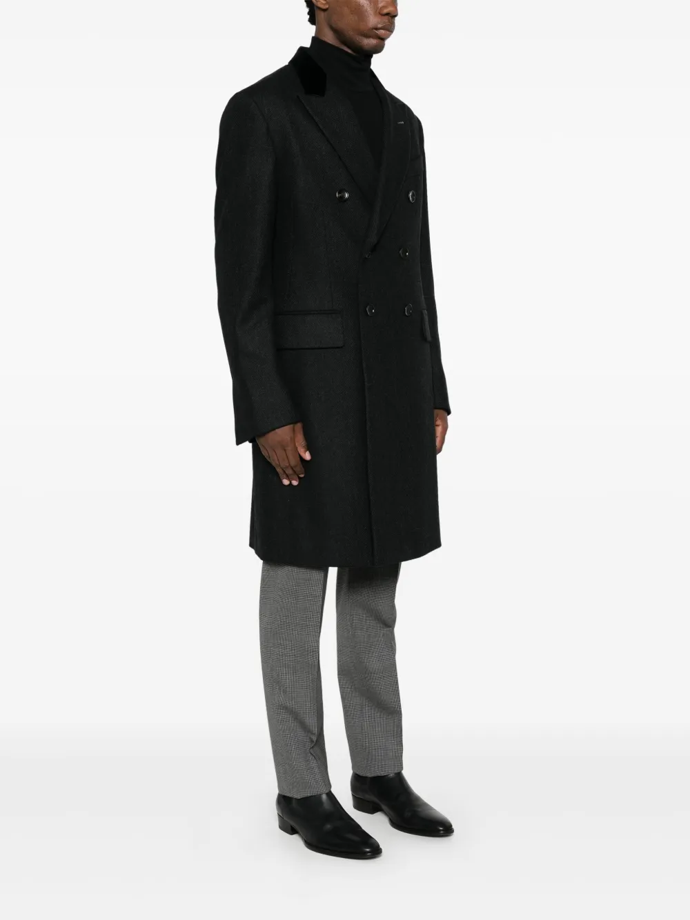 TOM FORD Herringbone double-breasted Coat | Grey | FARFETCH