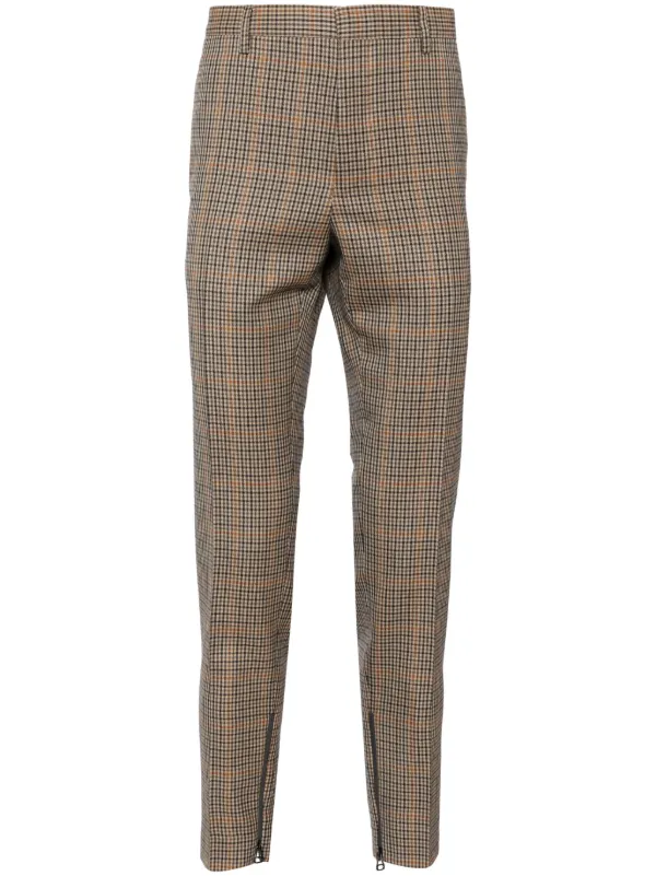 Lanvin Checked Tapered Trousers in Brown