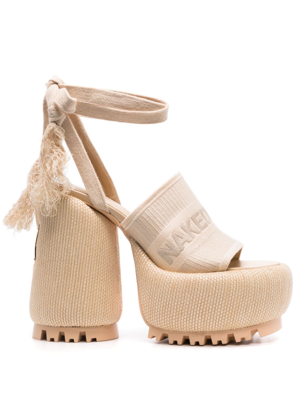 Shop Naked Wolfe 150mm Beach Raffia Sandals In Neutrals