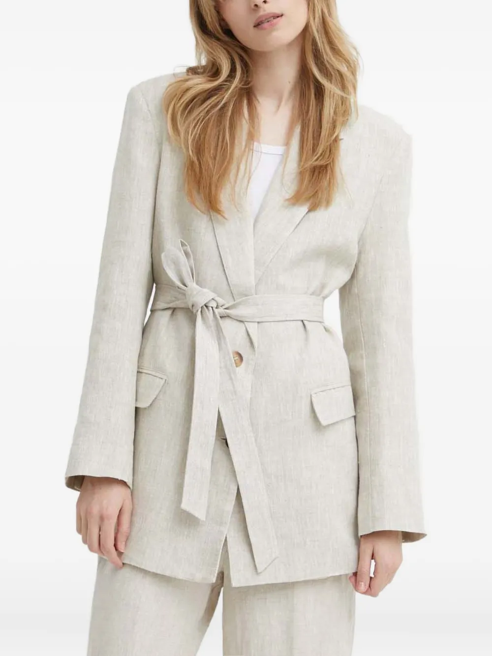 ALOHAS belted linen blazer | Neutrals | Image 1